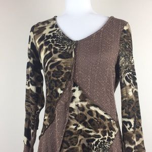 Leopard print and brown patchwork sweater
